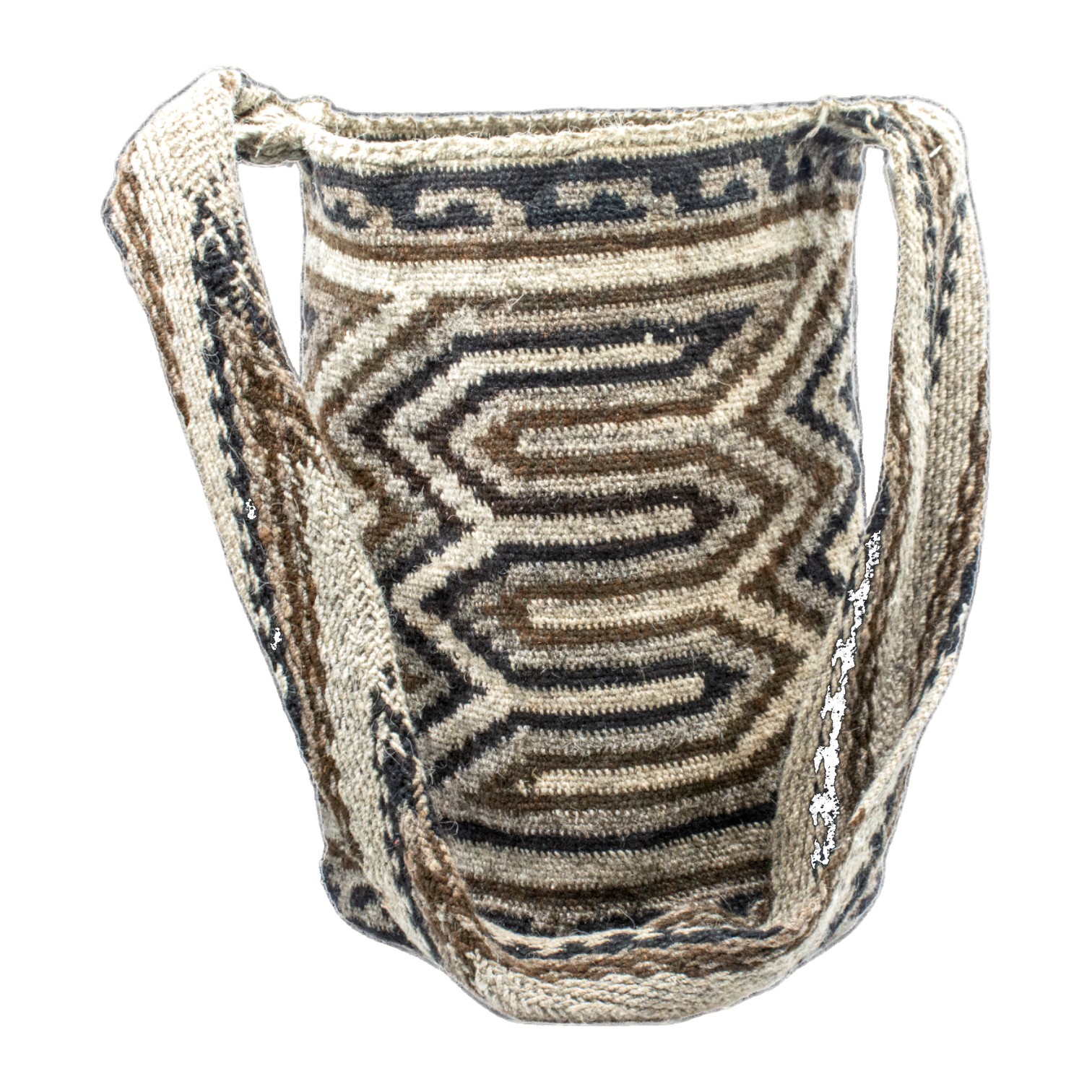 Mochila Arhuaca Beige y Café — Tejido en Lana Virgen